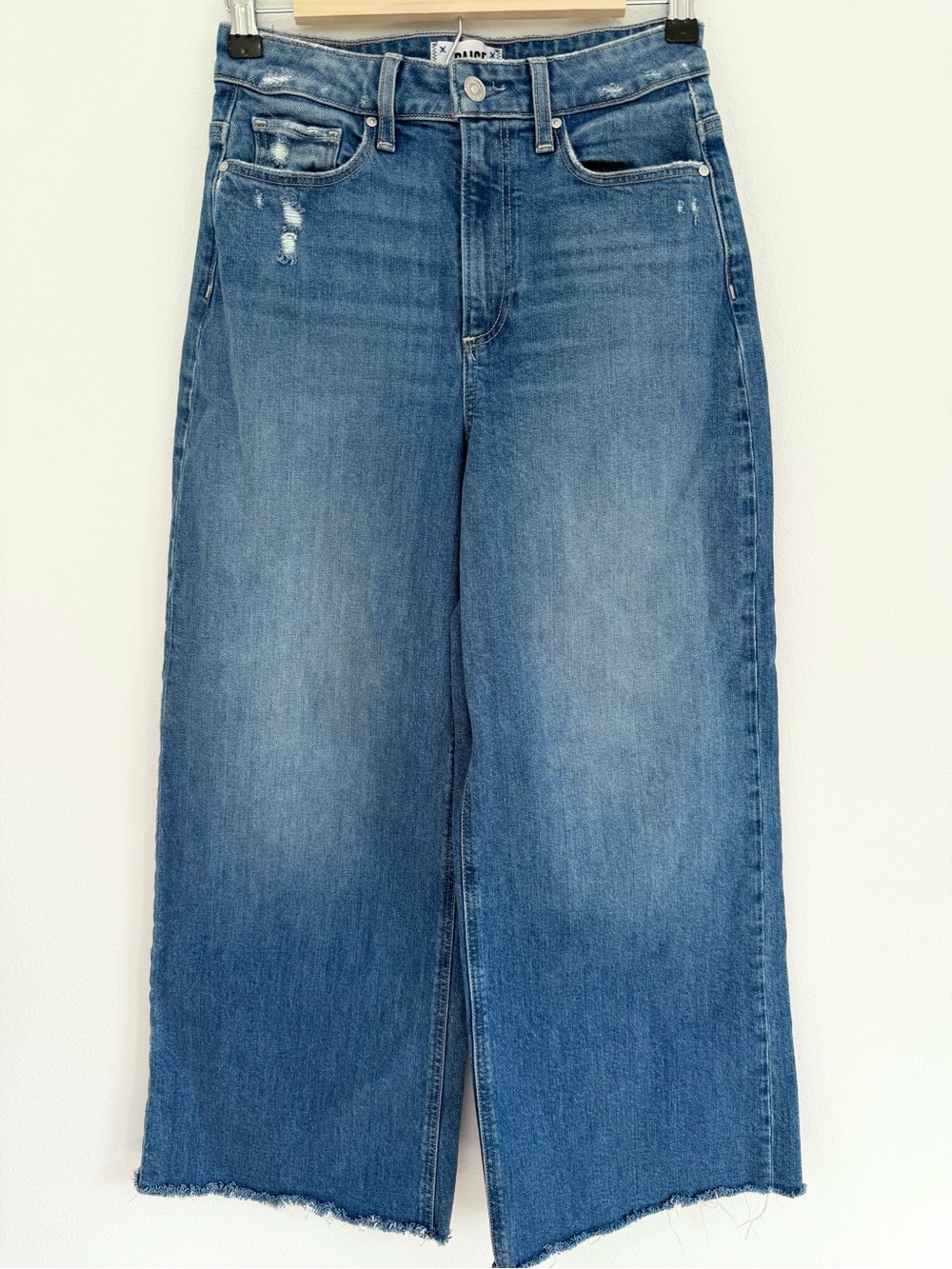 PAIGE Harper High Rise Wide Leg Jeans Art Piece Distressed Size 26